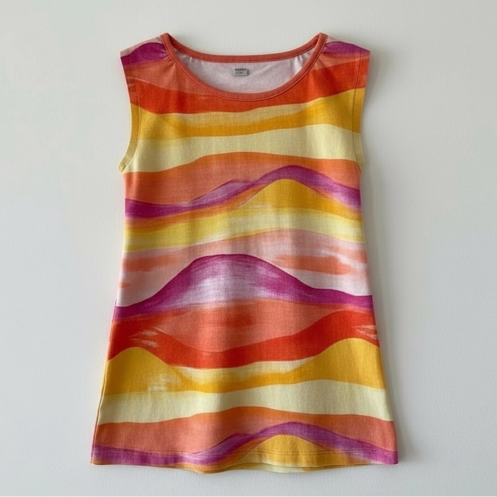 Tea Collection Sunset Stripe Cotton Dress Girls Size 4 Bright Summer